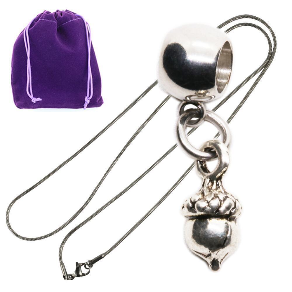 Silver Tone Acorn Necklace for Women, Delicate Acorn Pendant on Fine Chain